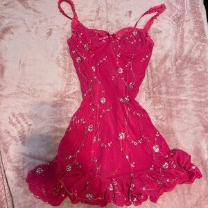 Floral Pink Dress with Ruffle Hem